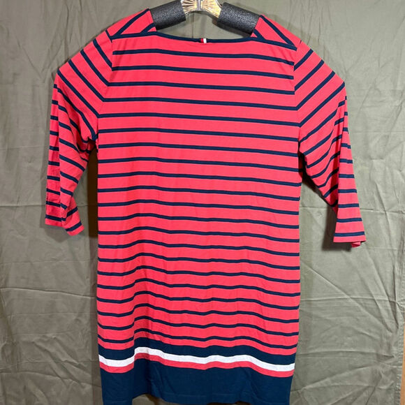 Tommy Hilfiger Striped Red Blue Midi Dress 3/4 Sleeves Nautical Americana Sz XXL - Picture 9 of 11